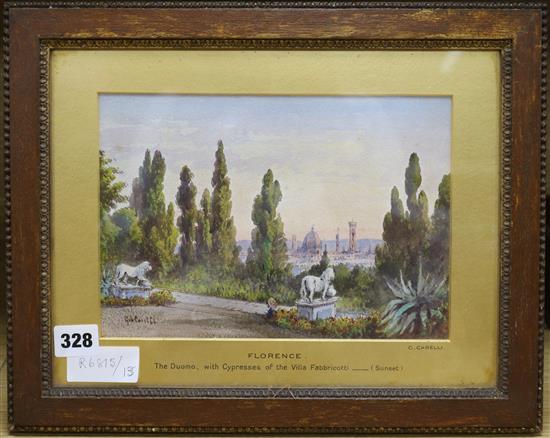 Gabriel Corelli, watercolour, view of Florence, signed, 6.75 x 9.75in.